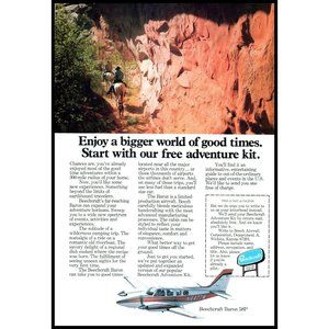 1976 Beech Beechcraft Baron 58P Vintage Print Ad Prive Plane Canyon Horse Decor